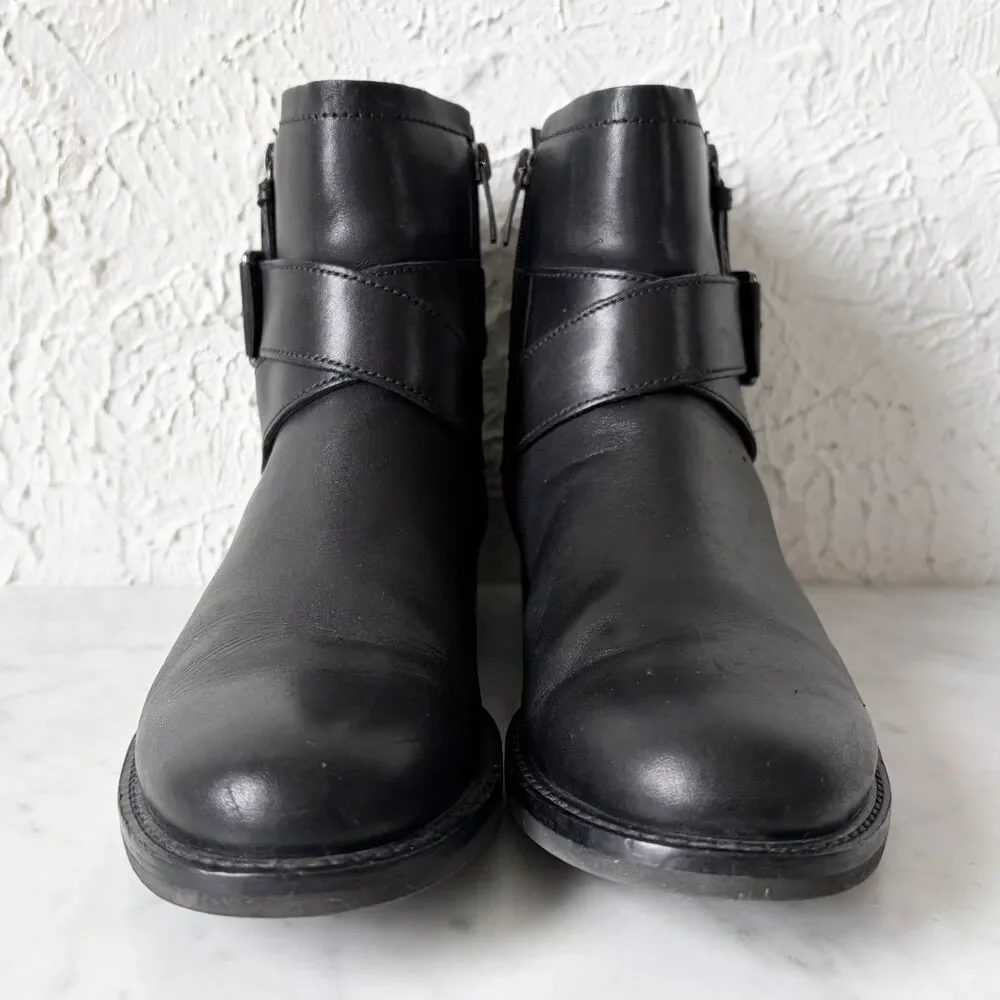 ECCO Shape 25 Sartorelle Ankle Boots Women's 6 Black Leather Side Zip Portugal